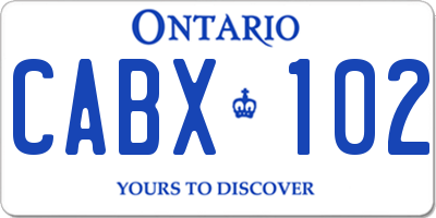 ON license plate CABX102