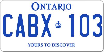 ON license plate CABX103