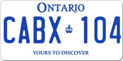 ON license plate CABX104