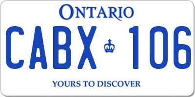 ON license plate CABX106