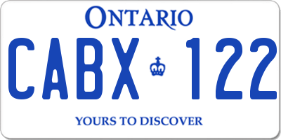 ON license plate CABX122