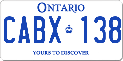 ON license plate CABX138