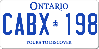 ON license plate CABX198