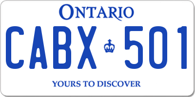 ON license plate CABX501