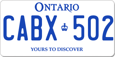 ON license plate CABX502