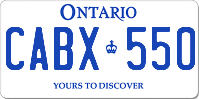 ON license plate CABX550