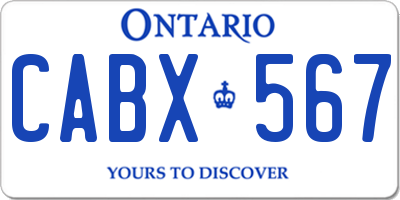 ON license plate CABX567