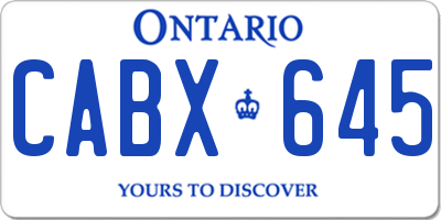 ON license plate CABX645