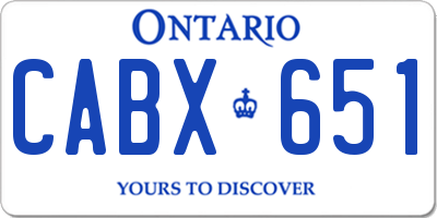 ON license plate CABX651