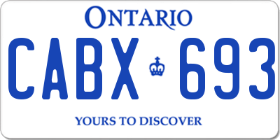 ON license plate CABX693