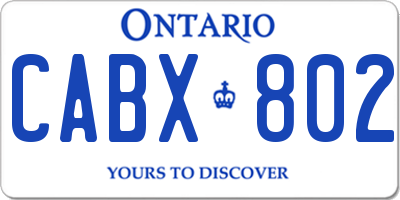 ON license plate CABX802