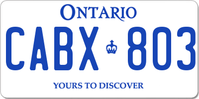 ON license plate CABX803