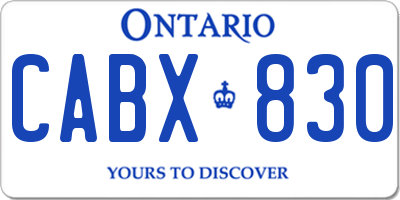 ON license plate CABX830