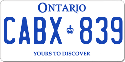 ON license plate CABX839