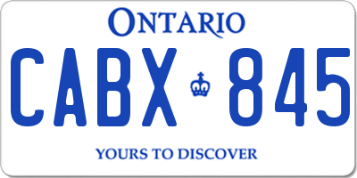 ON license plate CABX845