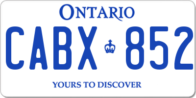 ON license plate CABX852