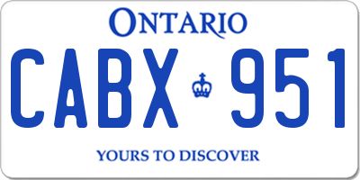 ON license plate CABX951