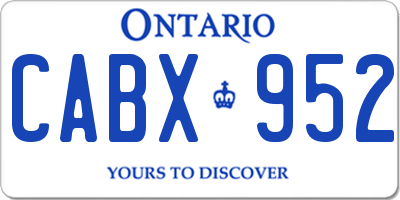 ON license plate CABX952