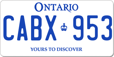 ON license plate CABX953