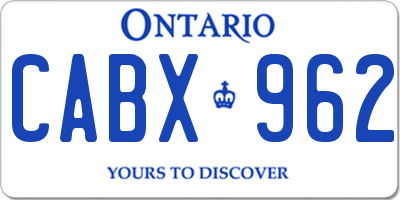 ON license plate CABX962