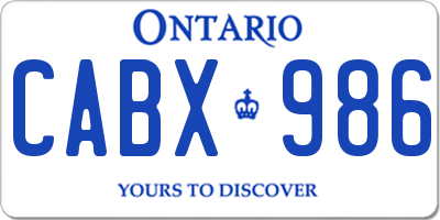 ON license plate CABX986