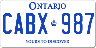 ON license plate CABX987