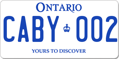 ON license plate CABY002