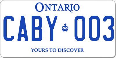 ON license plate CABY003