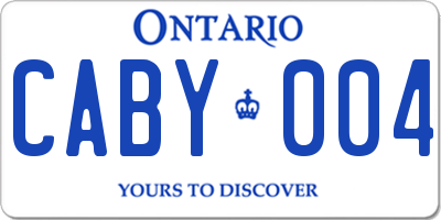 ON license plate CABY004