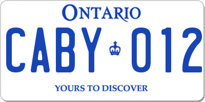 ON license plate CABY012