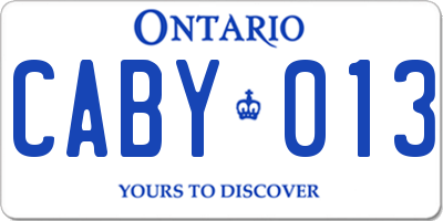 ON license plate CABY013