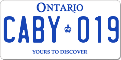 ON license plate CABY019