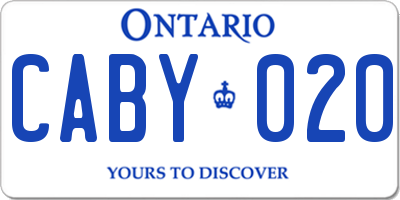 ON license plate CABY020