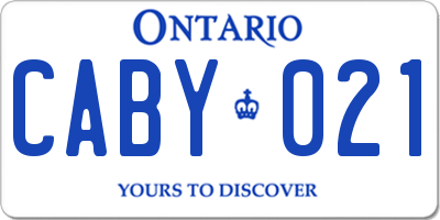 ON license plate CABY021