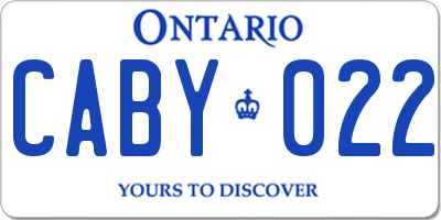 ON license plate CABY022