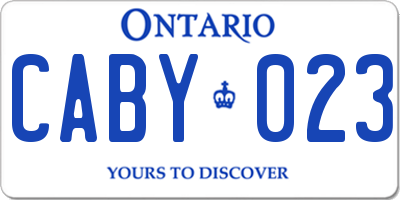 ON license plate CABY023