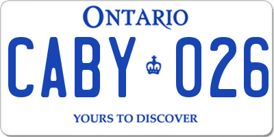 ON license plate CABY026