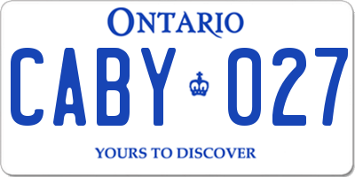 ON license plate CABY027