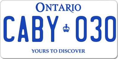 ON license plate CABY030