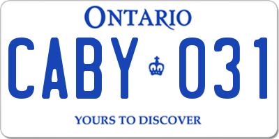 ON license plate CABY031