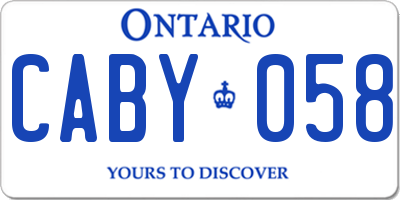 ON license plate CABY058