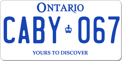 ON license plate CABY067