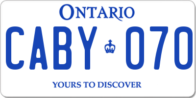 ON license plate CABY070