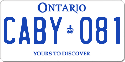 ON license plate CABY081