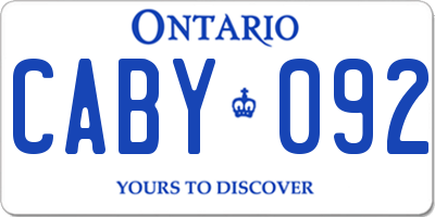 ON license plate CABY092