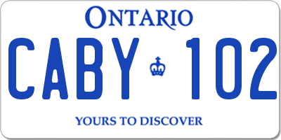 ON license plate CABY102