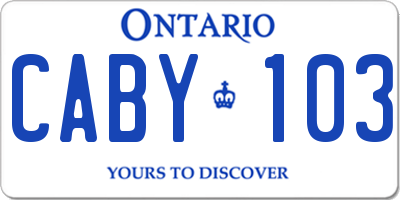 ON license plate CABY103