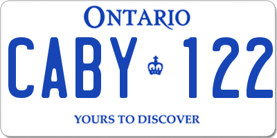 ON license plate CABY122