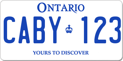 ON license plate CABY123