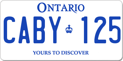 ON license plate CABY125